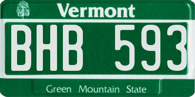 VT license plate BHB593