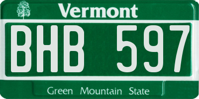 VT license plate BHB597