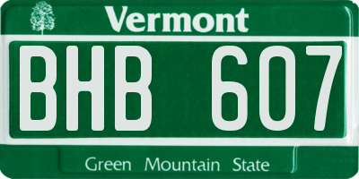 VT license plate BHB607