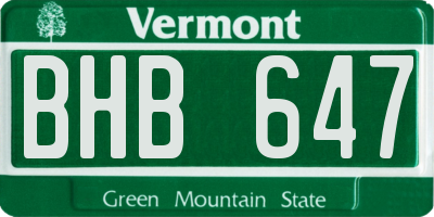 VT license plate BHB647