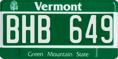 VT license plate BHB649