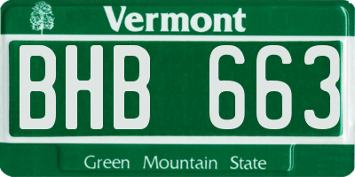 VT license plate BHB663