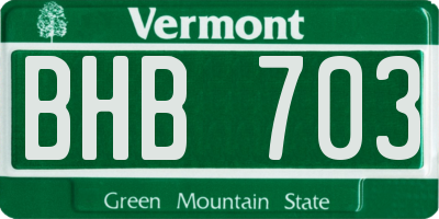 VT license plate BHB703