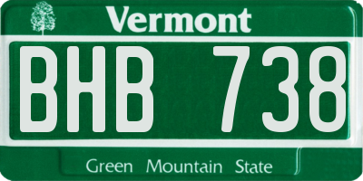 VT license plate BHB738