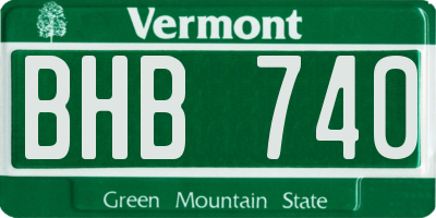 VT license plate BHB740