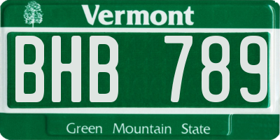 VT license plate BHB789