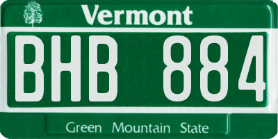 VT license plate BHB884