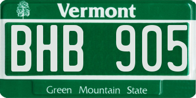 VT license plate BHB905