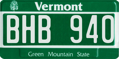 VT license plate BHB940