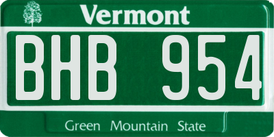VT license plate BHB954