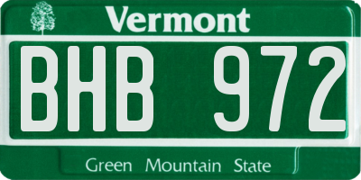 VT license plate BHB972