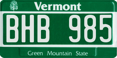 VT license plate BHB985