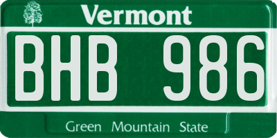 VT license plate BHB986