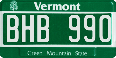 VT license plate BHB990