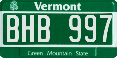 VT license plate BHB997