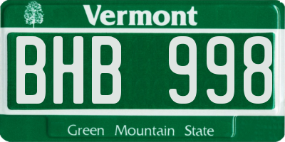 VT license plate BHB998