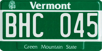 VT license plate BHC045