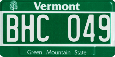 VT license plate BHC049