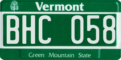 VT license plate BHC058
