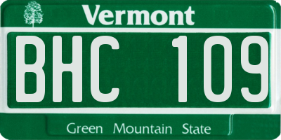VT license plate BHC109