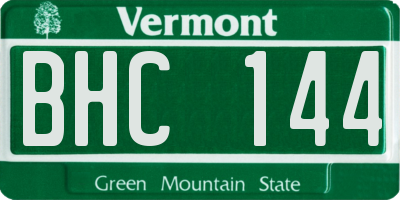 VT license plate BHC144