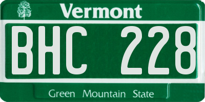VT license plate BHC228
