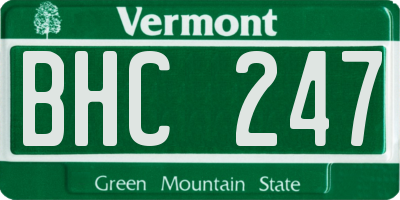 VT license plate BHC247