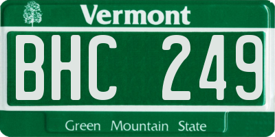 VT license plate BHC249