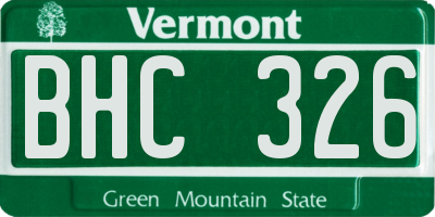 VT license plate BHC326