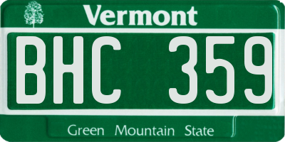 VT license plate BHC359