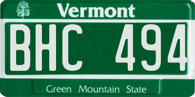 VT license plate BHC494