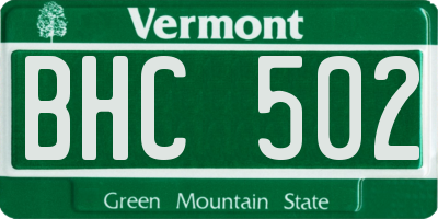 VT license plate BHC502