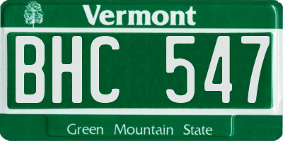VT license plate BHC547