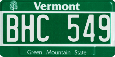 VT license plate BHC549