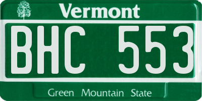 VT license plate BHC553