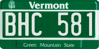 VT license plate BHC581