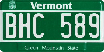 VT license plate BHC589