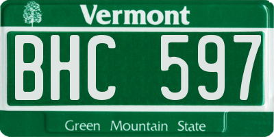 VT license plate BHC597