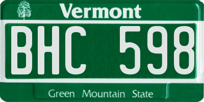 VT license plate BHC598