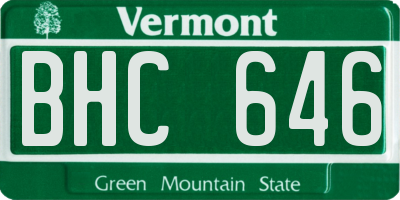 VT license plate BHC646