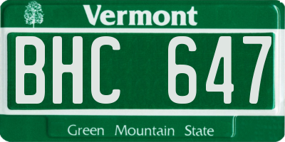 VT license plate BHC647