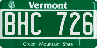 VT license plate BHC726