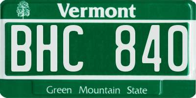 VT license plate BHC840