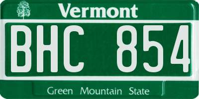 VT license plate BHC854