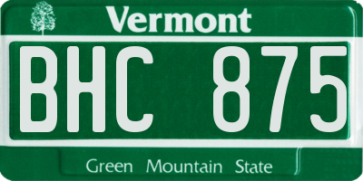 VT license plate BHC875