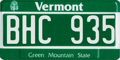 VT license plate BHC935