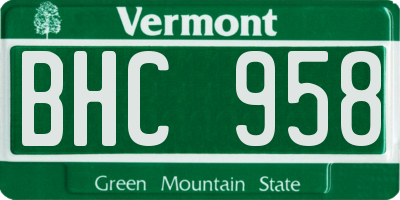 VT license plate BHC958