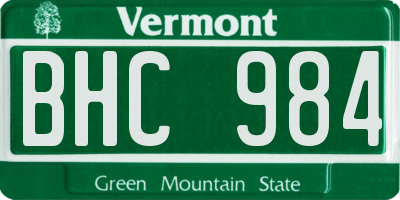 VT license plate BHC984