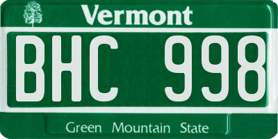 VT license plate BHC998