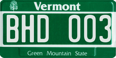 VT license plate BHD003